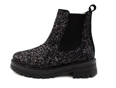 Angulus black glitter ankle boot with elastic